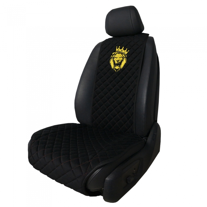 Накидки на сидения Передние накидки с вышивкой Leo with crown  (Черно-красный)